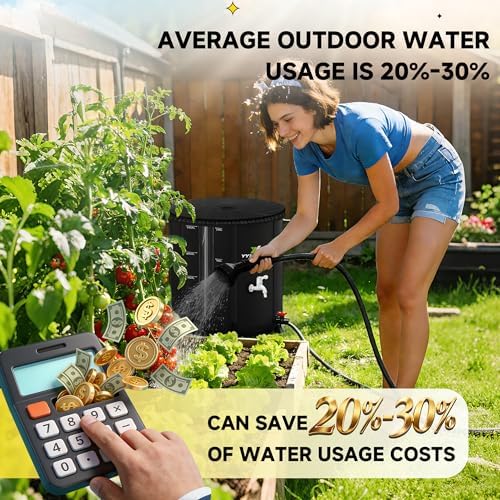 53 Gallon/200L Collapsible RainWater Collection Barrel,Water Tank&Reinforced with 2mm Frame Portable Rain Catcher,Includes Quick-Connect Tap&Sprinkler,Heavy Duty 0.6mm PVC for Long-Lasting Use,Black - Image 3