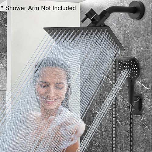 NearMoon Shower Head with Hose, High Pressure Stainless Steel Rain Shower and 3 Settings Handheld Spray Combo with Push Button Flow Control (12 Inch, Matte Black) - Image 3