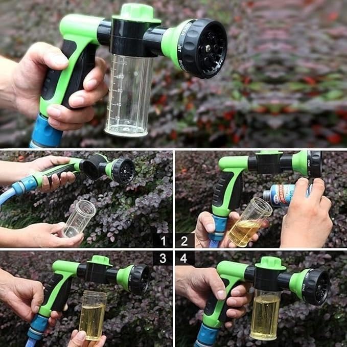 Pup Jet Dog Washing Hose Attachment with Soap Dispenser, 8-in-1 Spray Nozzle, Shampoo Sprayer for Dog Bath and Grooming, with Silicone Brush - Image 3