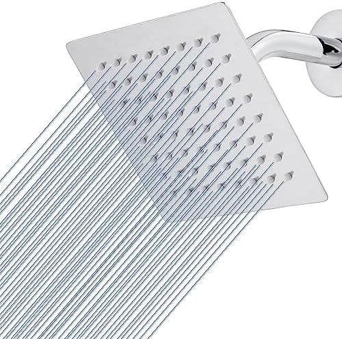 Voolan Rain Shower head, High Pressure Shower Head Made of 304 Stainless Steel, Relaxed Shower Experience Even at Low Water Flow and Pressure (6" Chrome) by Voolan