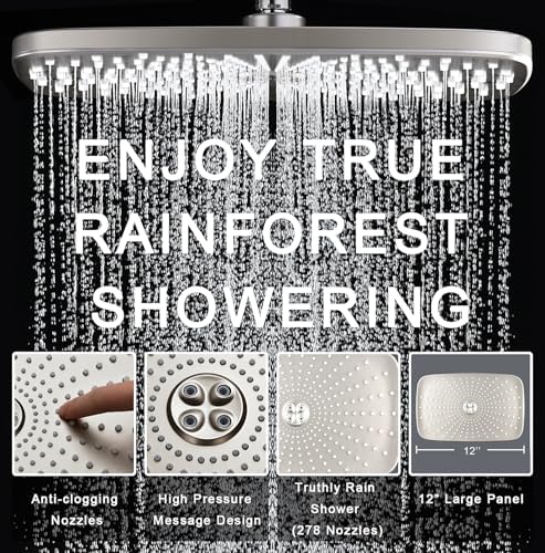 Rain Shower Head with Handheld Showerhead, Nickel 1.8GPM 460311 - Image 2