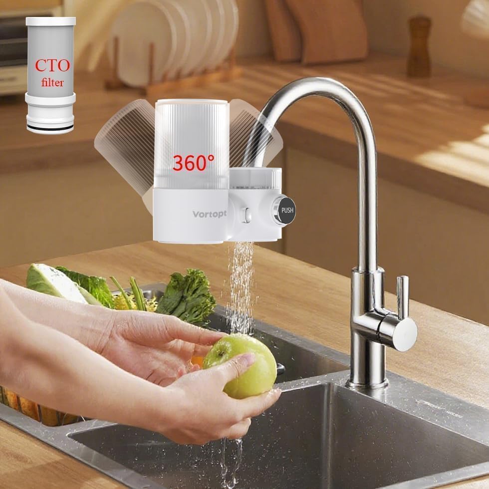 Vortopt 360° Rotating Faucet Water Filter for Sink, 400 Gallon Water Filter by Vortopt