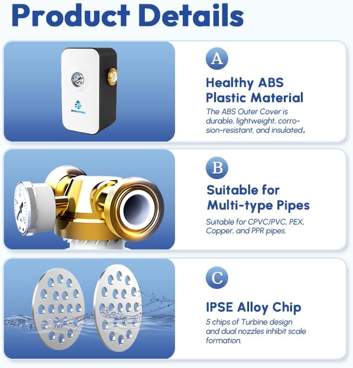 Upgraded Salt Free Water Descaler with Pressure Gauge丨26.4GPM Whole House Water Softener System丨1-Inch NPT Water Heater Descaler丨Prevent Scale Built Up On Water Heaters丨10-Year Durability - Image 4