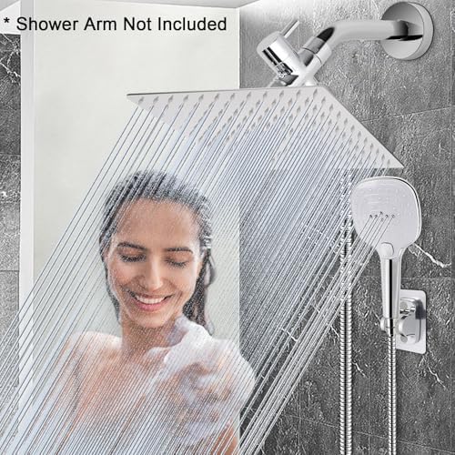 NearMoon Shower Head with Hose, High Pressure Stainless Steel Rain Shower and 3 Settings Handheld Spray Combo with Push Button Flow Control (12 Inch, Chrome Finish) - Image 3