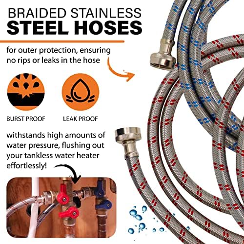 DrainX Tankless Water Heater Flush Kit with Gallon of Certified Liquid Descaling Solution for 4 Uses and 1/6HP Extra Strength Pump - Image 3