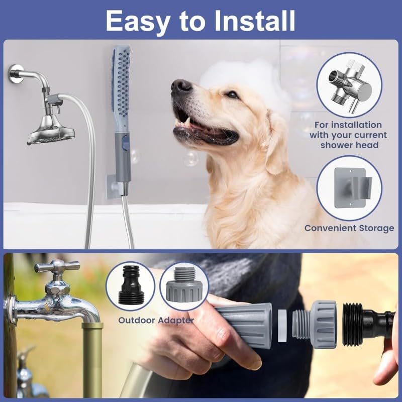 COLMO Dog Shower Attachment, Dog Shower Head with Metal Diverter - Image 6