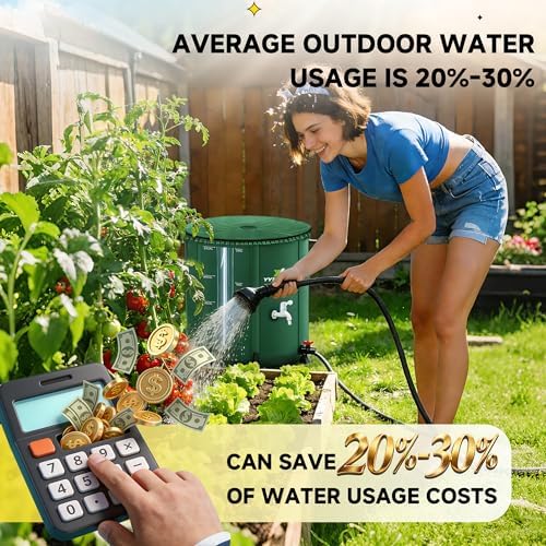 53 Gallon/200L Collapsible RainWater Collection Barrel,Water Tank&Reinforced with 2mm Frame Portable Rain Catcher,Includes Quick-Connect Tap&Sprinkler,Heavy Duty 0.6mm PVC for Long-Lasting Use,Green - Image 3