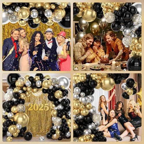 Amandir 153pcs Black and Gold Balloons Arch Garland Kit Different Sizes - Image 5