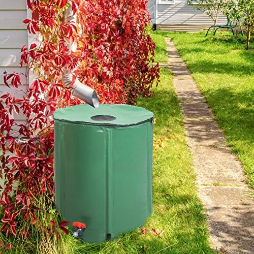 50 Gallon Collapsible Rain Barrel, Rain Catcher Barrel, Portable Rainwater Collection System with Volume Scale Mark, Spigots and Overflow Kit, Rain Water Barrel Collector for Garden, Green - Image 2
