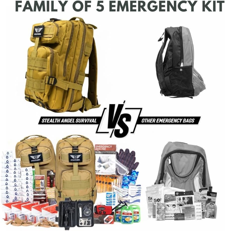 Stealth Angel Survival - 72 Hour Family Emergency Kit - 1-5 Person Survival Bag for Earthquakes, Hurricanes, and Other Natural Disasters - Image 3