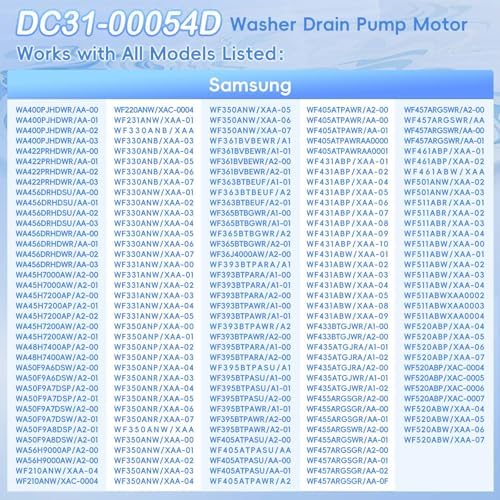 Upgraded DC31-00054D DC31-00187A PX3516-01 Washer Drain Pump Compatible with Samsung Washer, Replacement Part 2754406 AP5583541 PS4204640 EAP4204640 PD00002185, fit WA4, WA5, WF2, WF3, WF4, WF5 series - Image 5