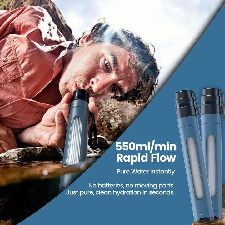 Water Filter Straw Survival Water Purifying Straws 0.01 Micron Filtration System with Transparent Window for Camping, Hiking, Travel, Backpacking Emergency Preparedness(3pc) - Image 5