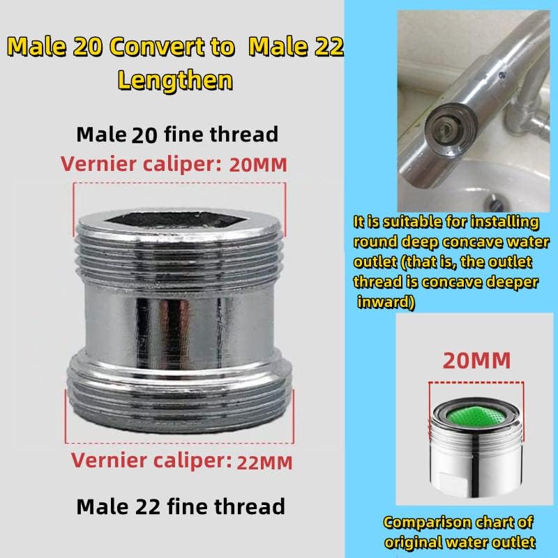 Faucet Adapter, Sink Hose Attachment for Faucet ，Extension Faucet Suitable for Connecting Sink Kitchen Bathroom Garden Faucet (Lengthen the male 25/32"-27T transform male 55/64"-27T) - Image 2