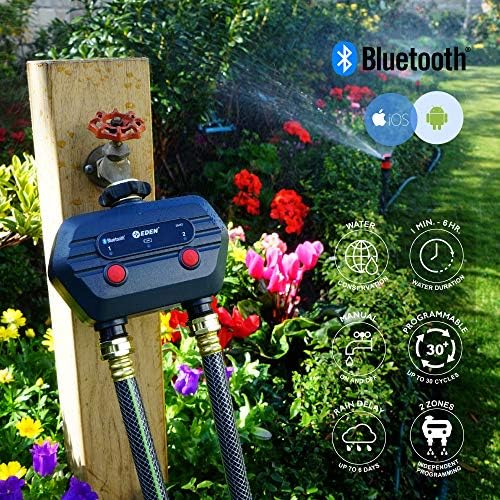 Eden 93442 2-Zone Bluetooth Water Timer for Smart Irrigation - Remote Control via App, Customizable Scheduling, and Water Delay Setting - Image 3