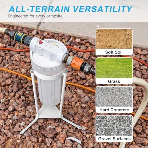 Upgraded RV Water Filter Stand, Fits 4" Filters, Triple-Prong, Anti-Kink - Image 4