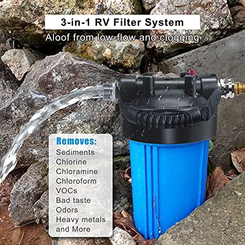 RV Water Filter System, Anti-Clog Inline Water Filter for 25K Gallons with One-Piece 5-Stage Filtration, Removes Sediments, Chlorine, VOCs, Heavy Metals, Bad Taste, Odor, and More - Image 2