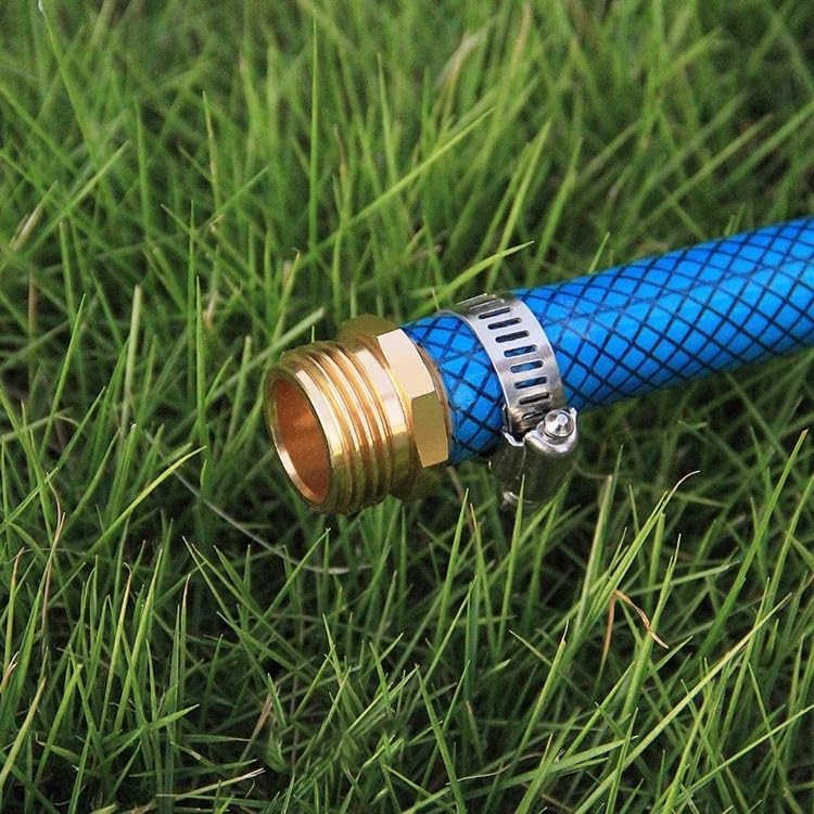 Garden Hose Adapter Swivel Fitting, 5/8" Barb x 3/4" GHT Connector,Heavy Duty Brass Hose Connectors with Stainless Clamps for Watering System Outdoor Faucet (Male+Female) - Image 5