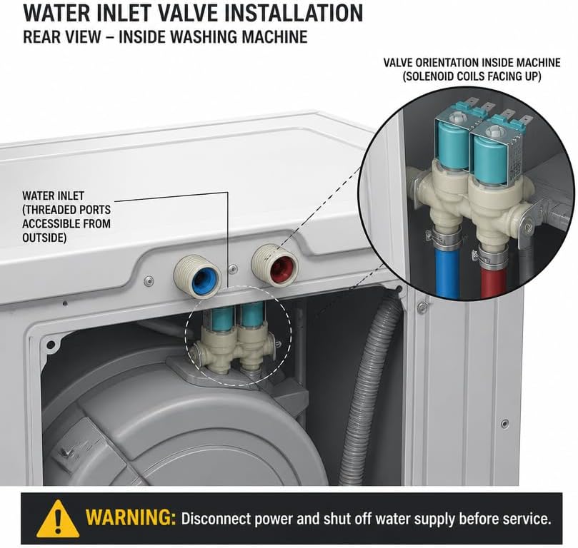 5220FR2006H Washer Water Inlet Valve, Hot Water Inlet Valve Replacement for LG Kenmore Washing Machine, OEM Compatible Washer Fill Valve, Replaces 5220FR2006L 5220FR2006Q 1268123 AP4441935 PS3527427 - Image 5
