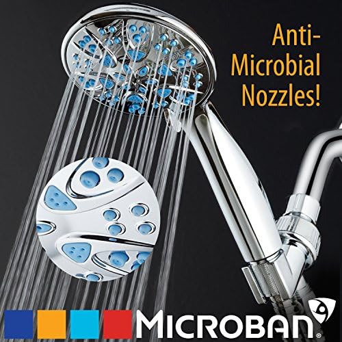 AquaDance 5514 Antimicrobial – Anti-Clog High-Pressure 6-Setting Hand Microban Nozzle Protection from Growth for Stronger Shower 3 Color Choices, Aqua Blue Jets,4 Inch - Image 4
