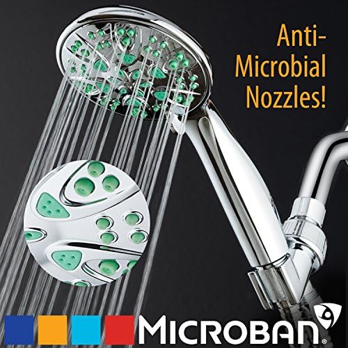 AquaDance Antimicrobial – Anti-Clog High-Pressure 6-Setting Hand Shower with Microban Nozzle Protection from Growth of Mold, Mildew & Bacteria for Stronger Shower! 3 Jet Color Choices – 4" Coral Green - Image 4