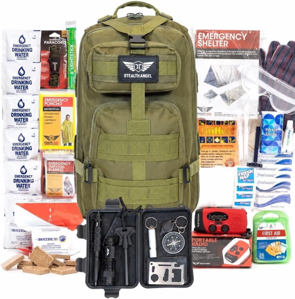 Stealth Angel Survival - 72 Hour Family Emergency Kit - 1-5 Person Survival Bag for Earthquakes, Hurricanes, and Other Natural Disasters by StealthAngel